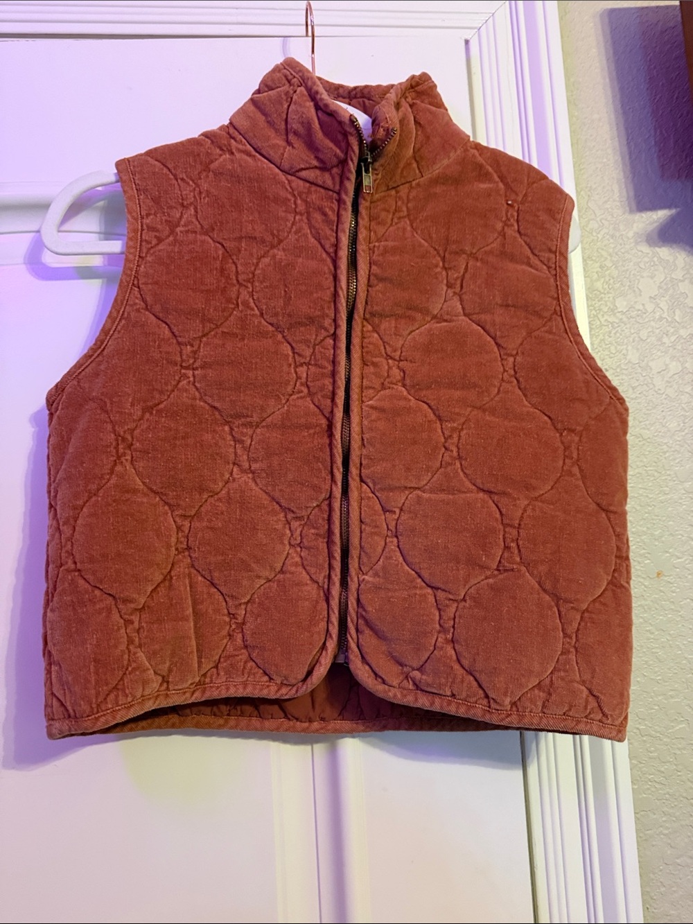 BKE Girls Quilted Corduroy Vest - Rust Brown